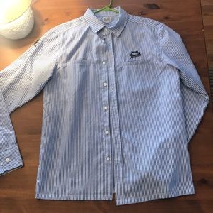 CCO SALE!Jiberish blue/white pin striped button up